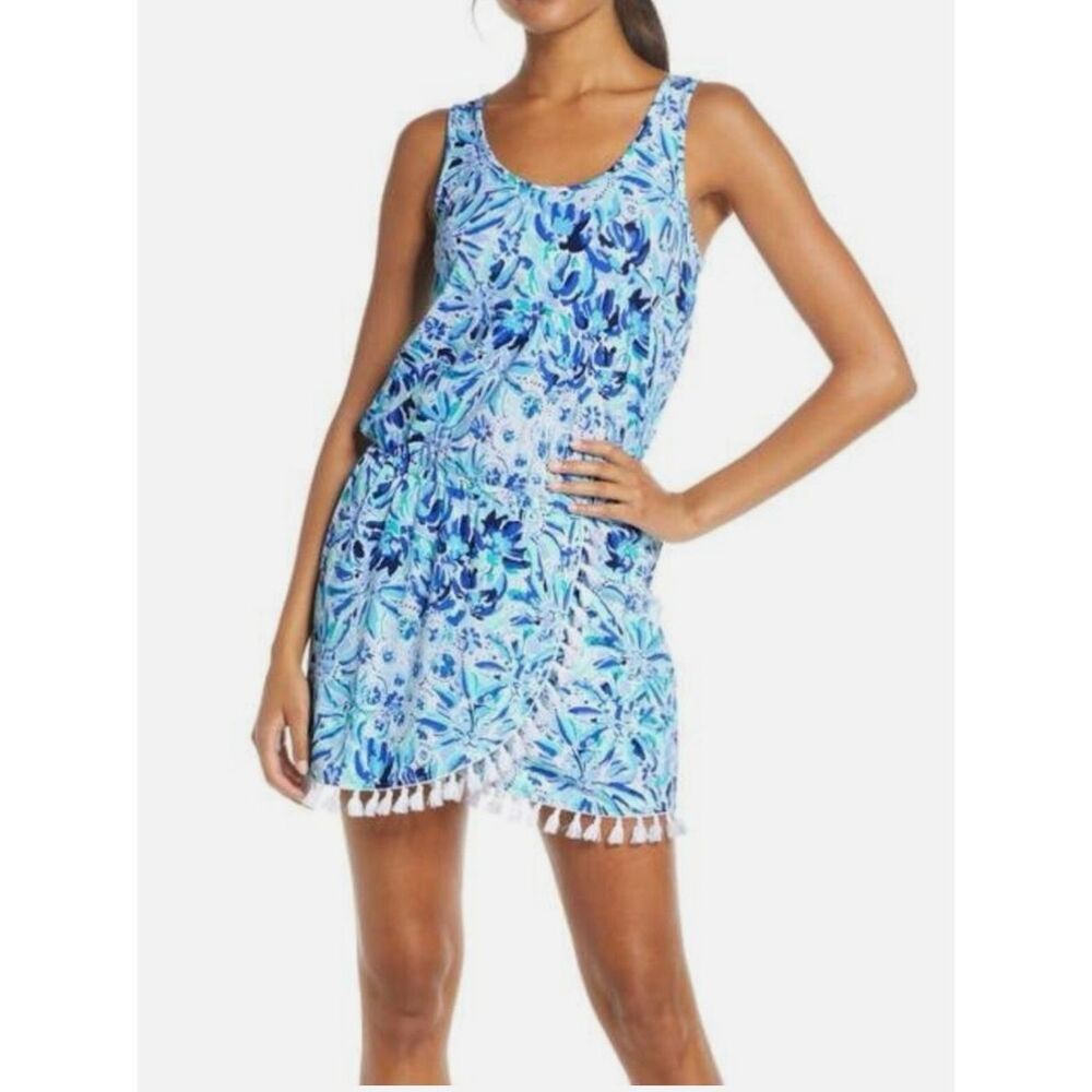 Lilly Pulitzer Jarrett blue floral romper high maitenance size small